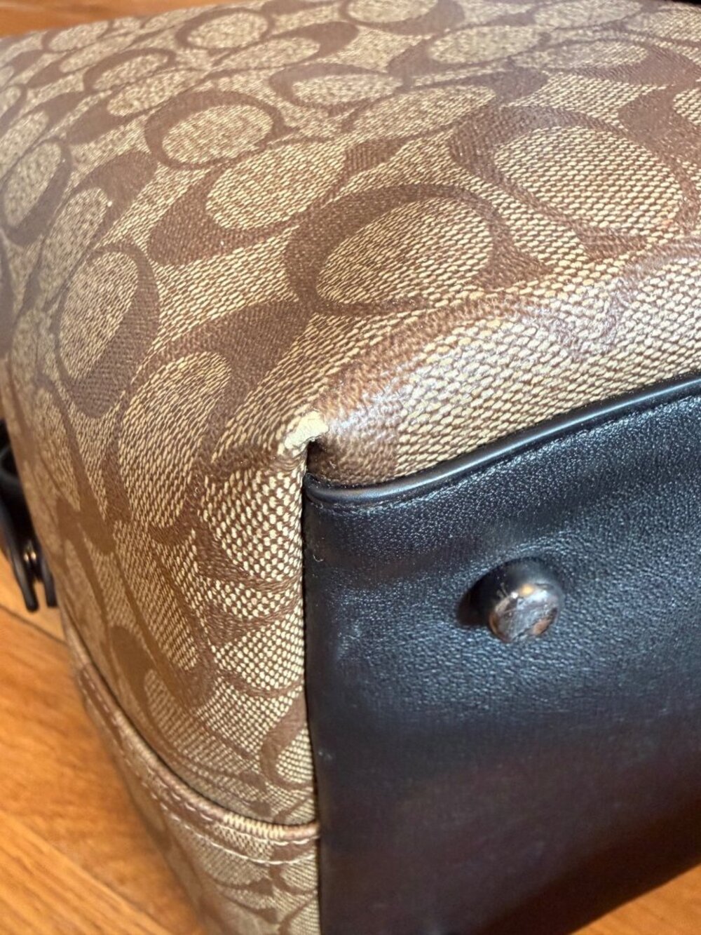 Coach Trekker Bag 52 Weekender Signature Canvas Brown Black - Picture 11 of 14